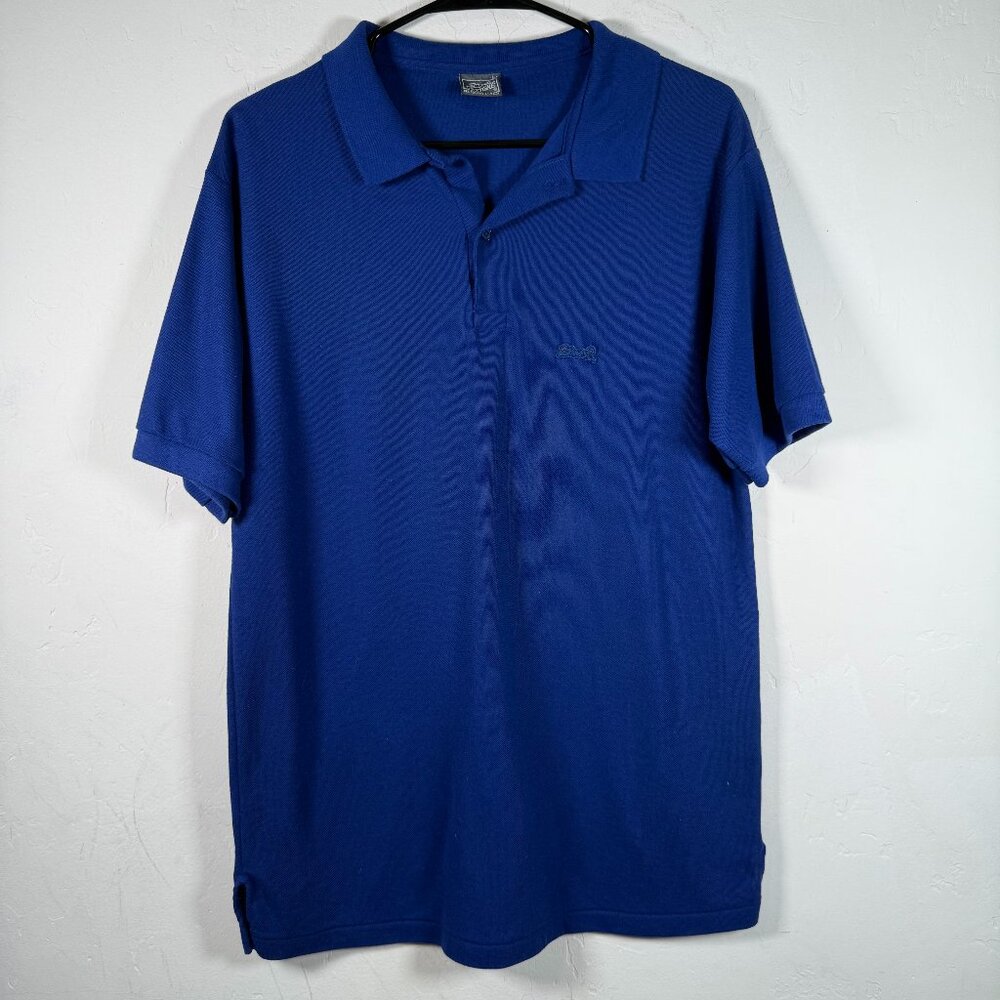 Le Tigre Royal Blue Collared Embroidered Logo Short Sleeves Polo Shirt Size L